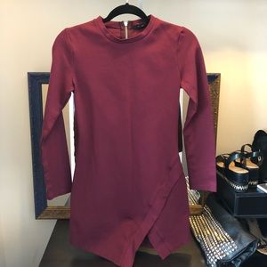 Maroon Long Sleeved Dress with Bottom Detail